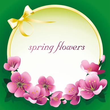 dark pink flower spring background set vector