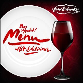 dark red wine menu background vector