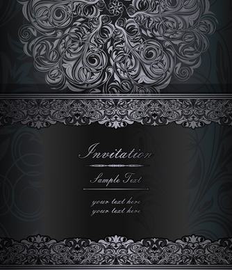 dark style floral vintage backgrounds vector graphics