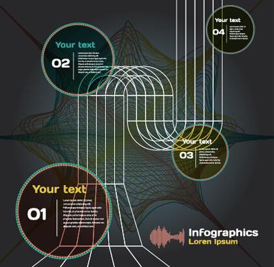 dark style infographic with diagrams vectors