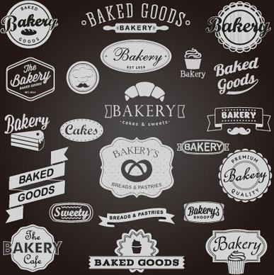 dark vintage bakery labels vector