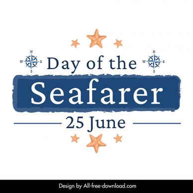 day of seafarer banner template symmetric starfish star compass sketch