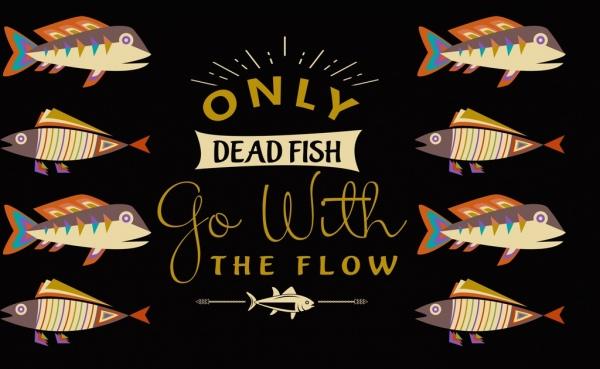 dead fish banner tow direction calligraphy decor