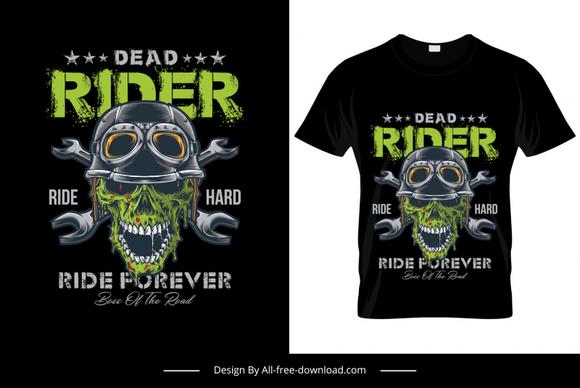dead rider ride hard tshirt template scary design retro skull helmet wrench decor