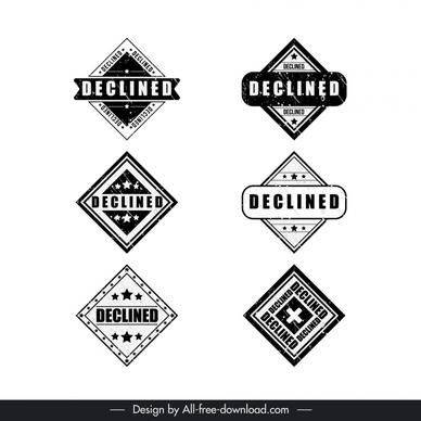declined stamp templates collection black white geometry shapes