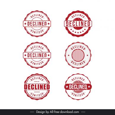 declined stamp templates collection classical serrated circles 