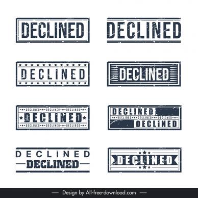 declined stamp templates collection flat classical rectangle