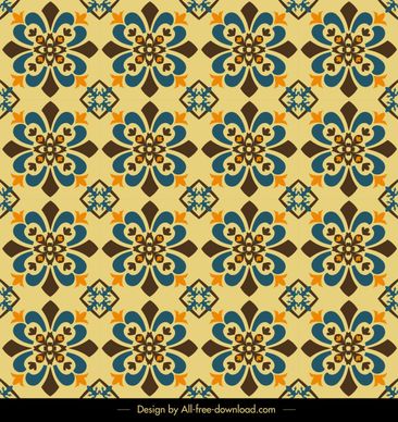 decor pattern template repeating flora sketch retro symmetric