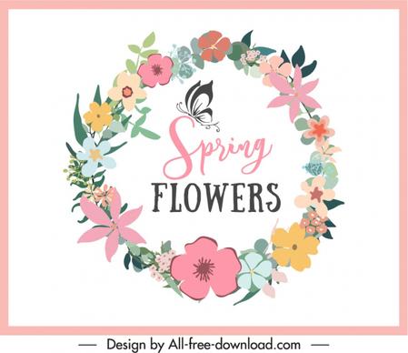 decorative background template colorful spring floral wreath