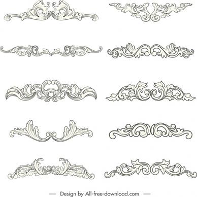 decorative design element elegant symmetrical swirled shapes sketch
