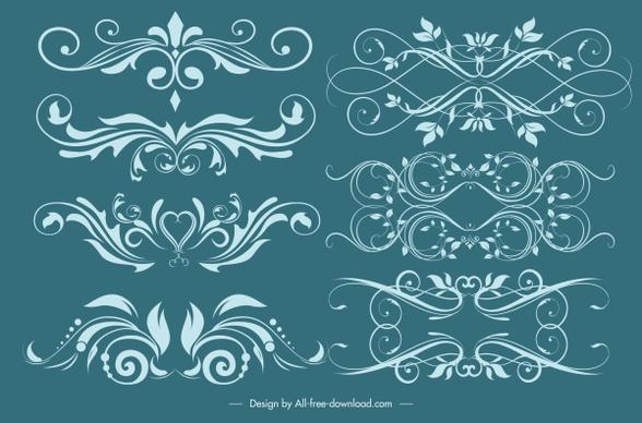 decorative elements classical symmetric swirled shapes