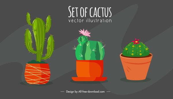 decorative houseplant background cactus pots sketch classic handdrawn