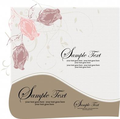 card background roses petals sketch classic handdrawn