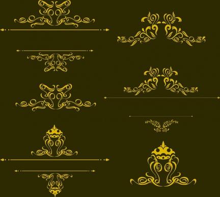 decorative pattern design element yellow classical curves style