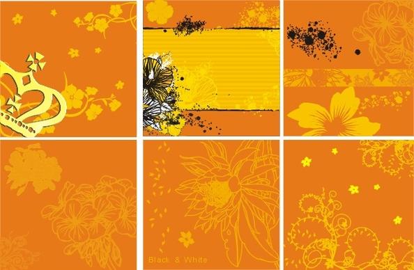 decorative pattern flowers orange background design vector