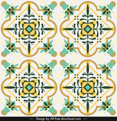 decorative pattern template classical bright colorful symmetric design