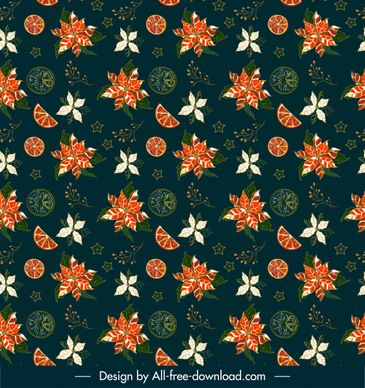 decorative pattern template dark orange slices petals sketch