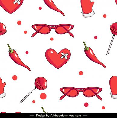 decorative pattern template red objects sketch