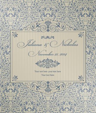 decorative pattern wedding invitation cards vector set