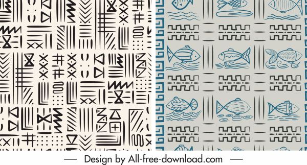 decorative patterns flat handdrawn fish abstract themes