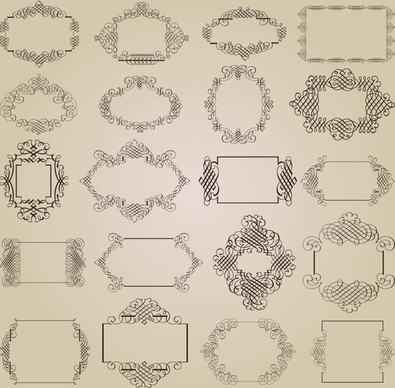 decorative frames templates retro symmetric seamless design