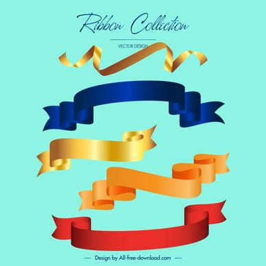 decorative ribbon templates shiny modern 3d curled design