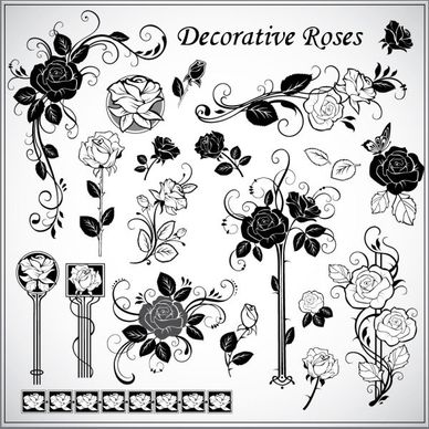 decorative rose pattern 01 vector