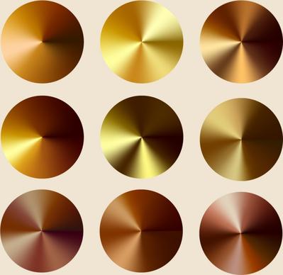 decorative round icons shiny golden brown design