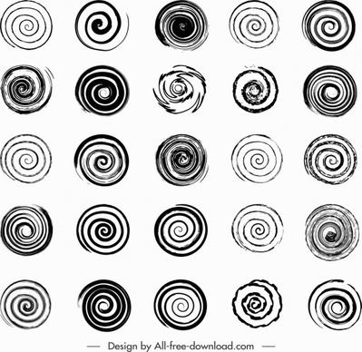 decorative spiral curves templates black white retro design