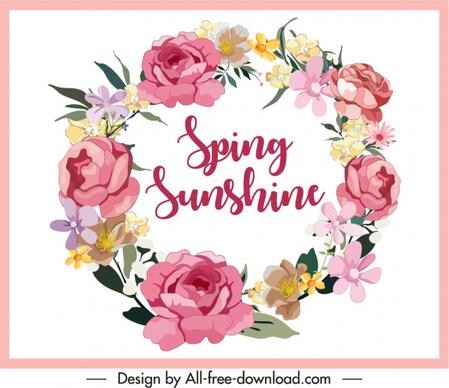 decorative spring background floral wreath sketch