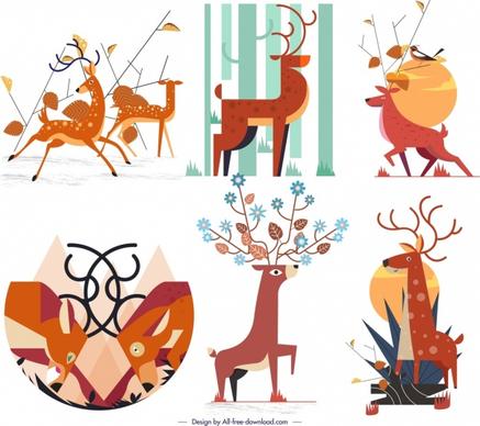 deer icons collection classical orange decor