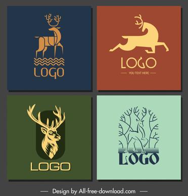 deer logotypes handdrawn sketch flat 3d design