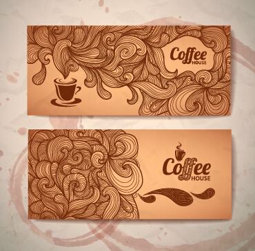 delicate coffee cards design vector