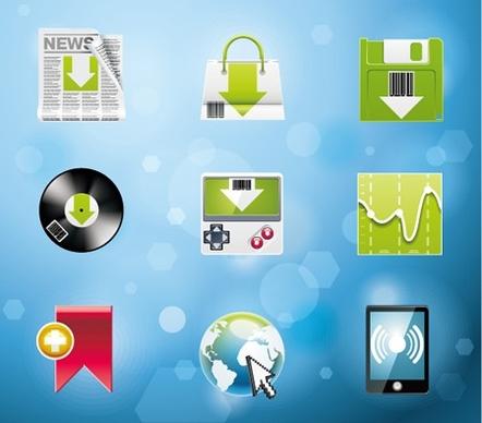 computer icons collection various colored flat arrow design