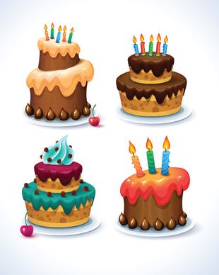 delicious birthday cake creative vector