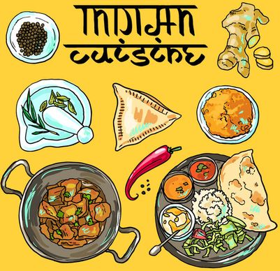 delicious india food illustration vector