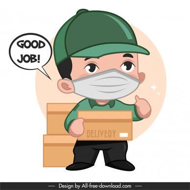 delivery job icon man goods sketch cartoon character