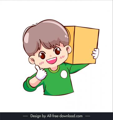 delivery man chibi character icon cute handdrawn cartoon sketch