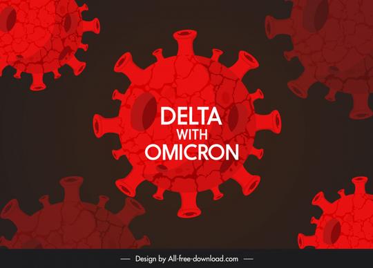 delta with omicron covid-19 viruses banner dark design