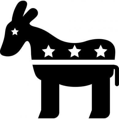 democrat sign icon flat silhouette donkey stars decor