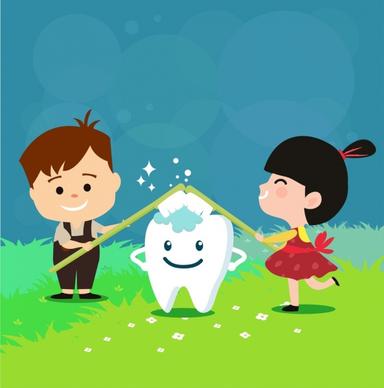 dental advertising kids stylized tooth icons decor
