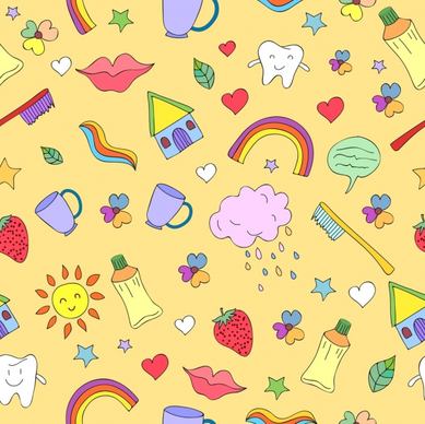 dental background colorful repeating icons decor