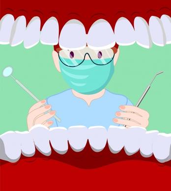 dental background dentist mouth jaw icons cartoon design
