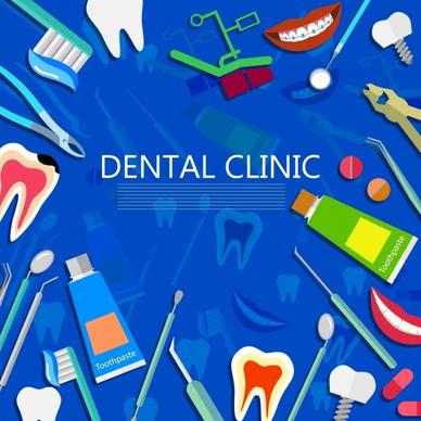 dental background various colored icons decoration