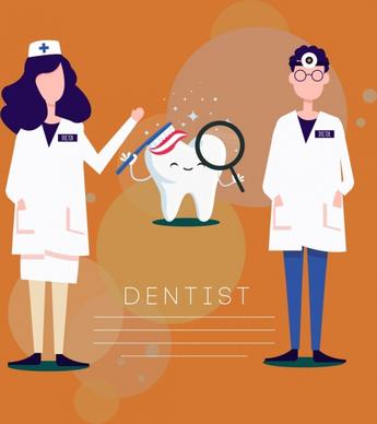 dental banner dentist stylized tooth icons decor