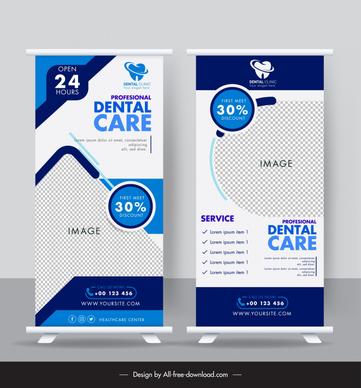 dental care roll up banner template elegant checkered geometry 