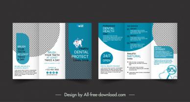 dental clinic brochure template elegant contrast checkered trifold