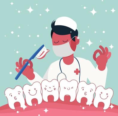 dentistry background dentist stylized teeth toothbrush icons