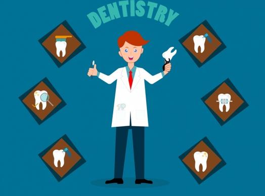dentistry background dentist tooth icons cartoon character