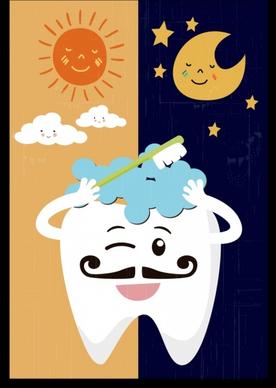 dentistry banner stylized teeth sun moon icons